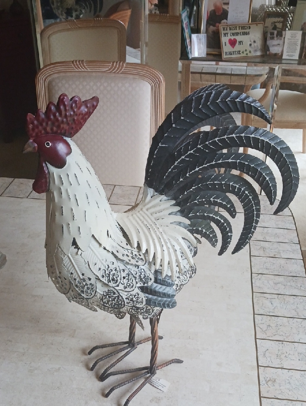 20" metal rooster figurine . Hand painted,, detailed By Valeri/QVC,LIMITED RUN